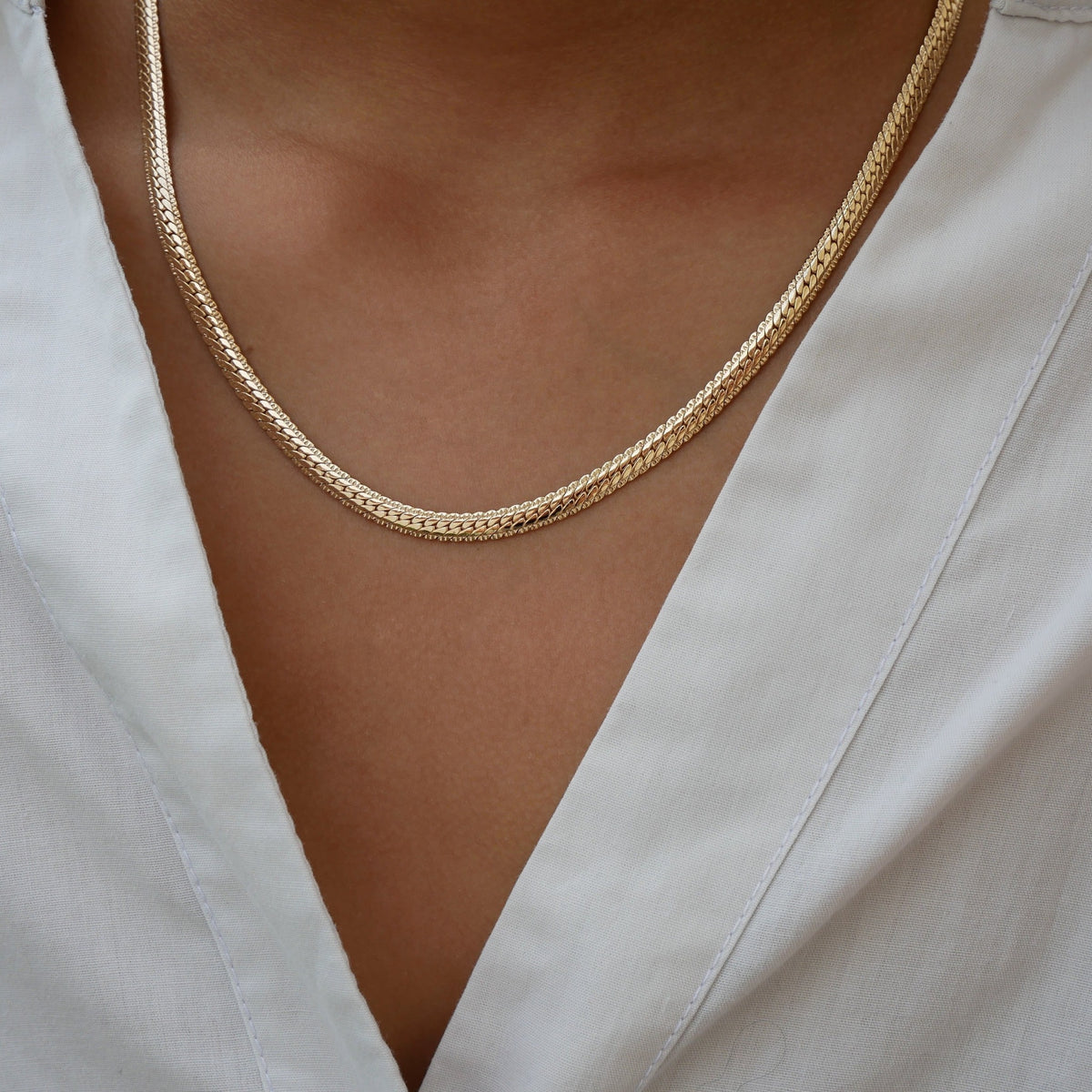 Collier Femme Plaqué Or 18 Carats - Chaîne Serpent Imperméable 42+5cm - DJADEE Allemagne